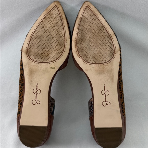 Jessica Simpson Animal Print Brown Black D’Orsay Pointed Toe Flats Shoes - Picture 7 of 8